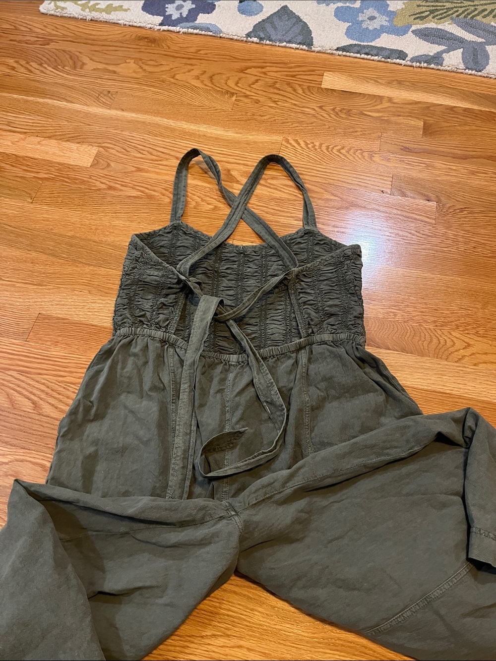 Free People Forever and Always Ruched Cotton Wide-Leg Jumpsuit Size XL NWT - Picture 14 of 16